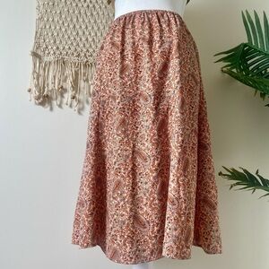 Rena Rowan Pink & Green Vintage Floral Paisley Skirt
